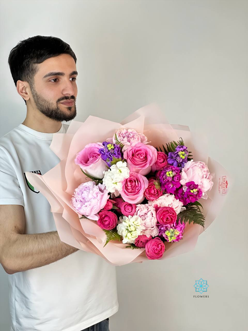 Bouquet of Colorful Flowers with Peonies