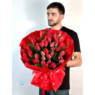 Passionate Red Bouquet with Tulips